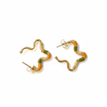 Aretes dorados onda naranja y verde