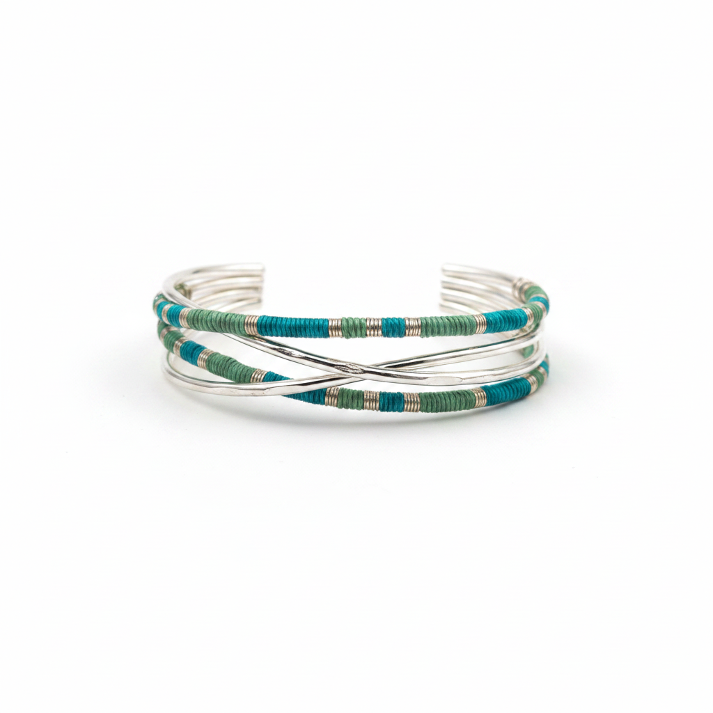 Pulsera plateada turquesa