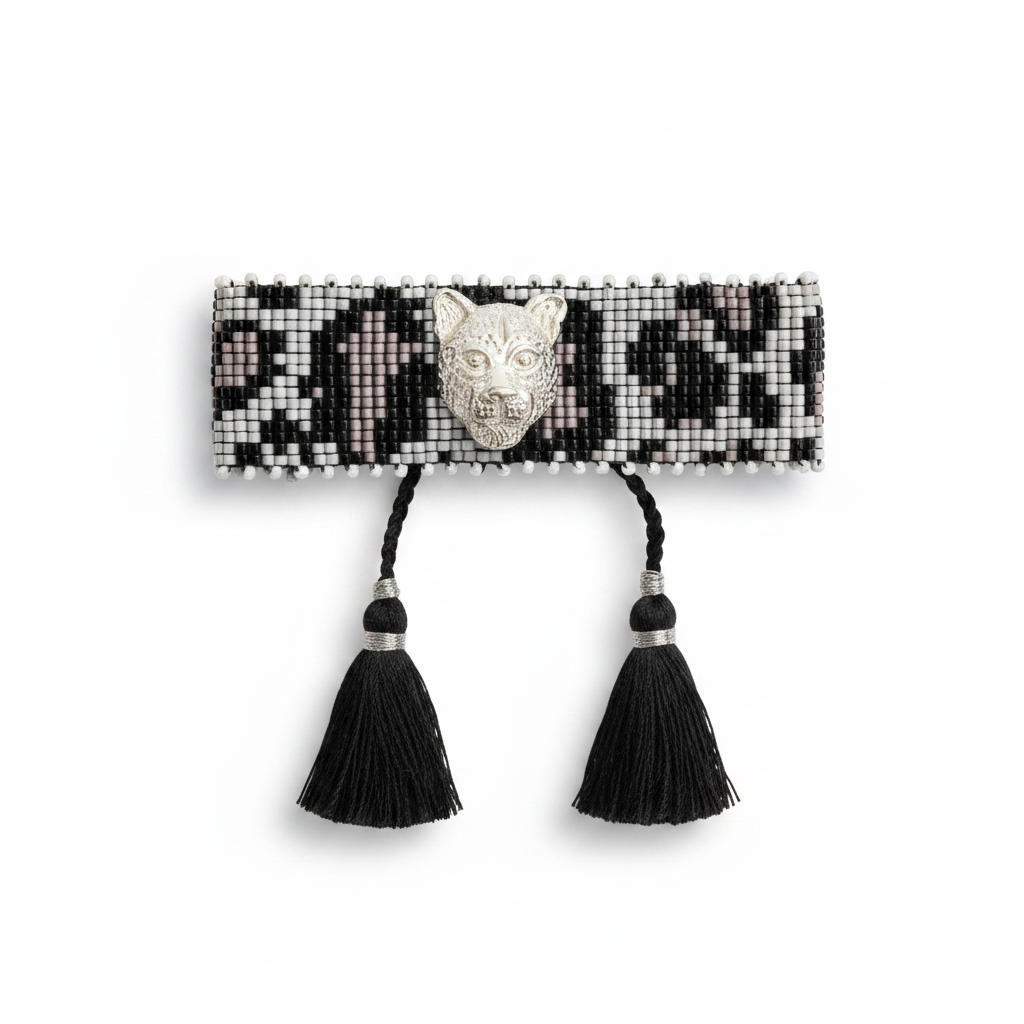 Pulsera plateada leopardo